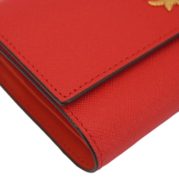 SOLD- MCM  Leather Compact Wallet Red - Picture 8 of 15